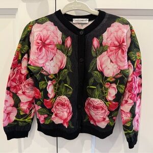 Dolce & Gabbana STUNNING Black Silk Cardi w/ Roses (Size 2 - runs a bit bigger)